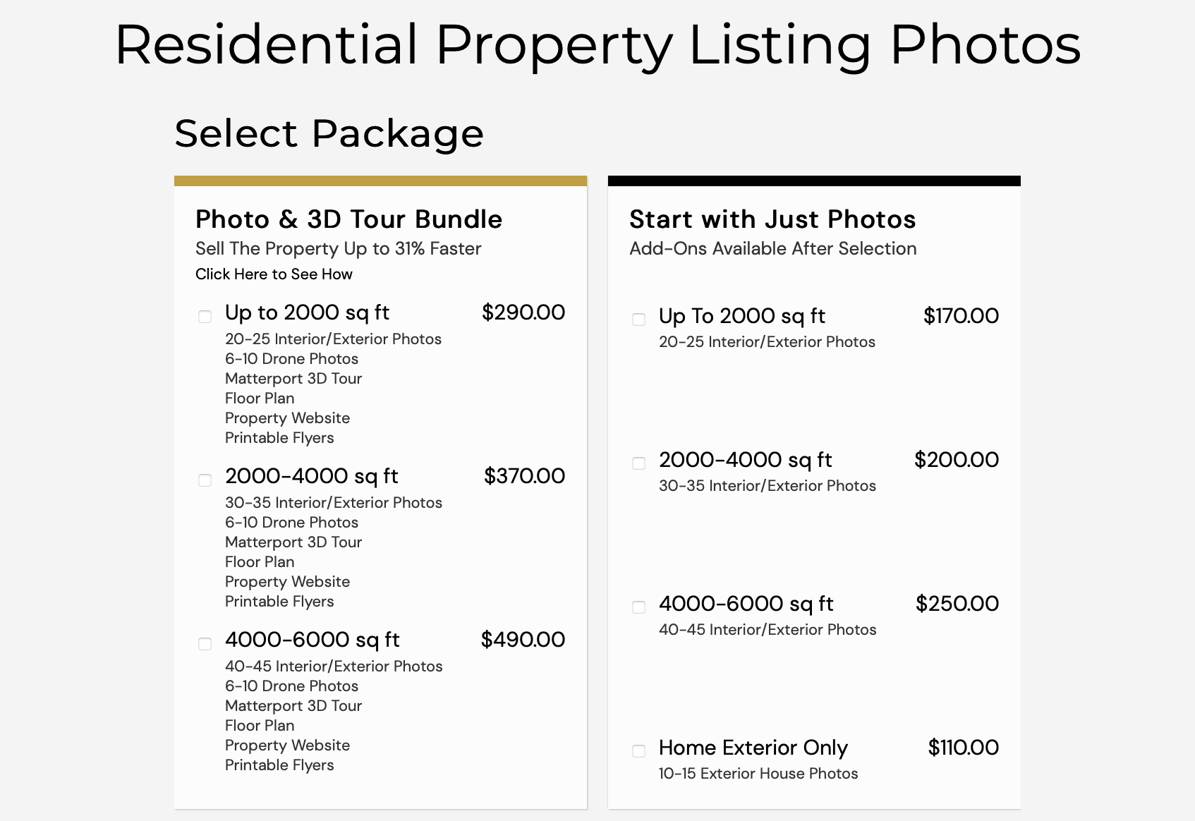 real estate photo prices